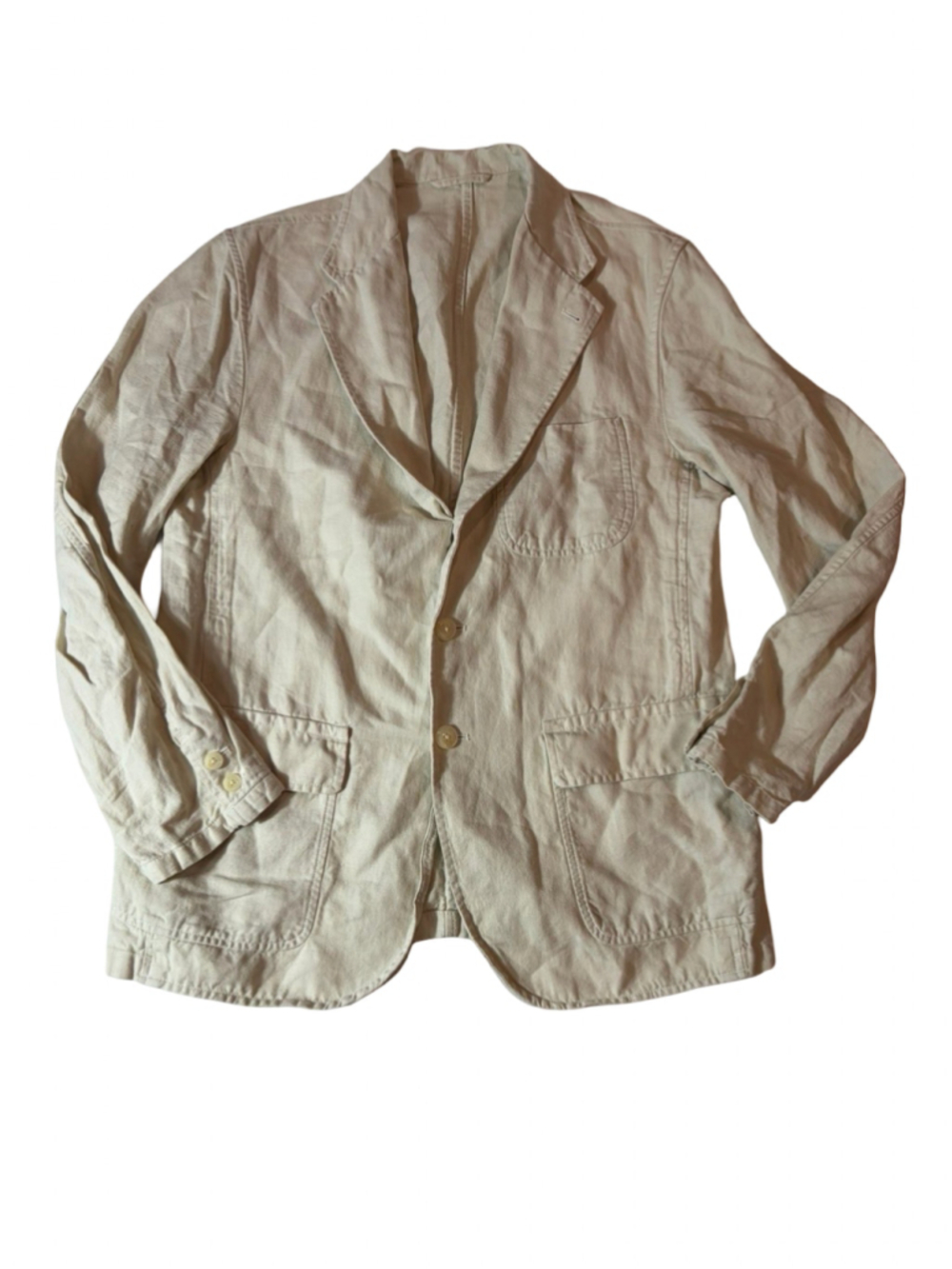 Buck Mason Men’s Beige Linen Cotton Unstructured Casual Blazer Jacket